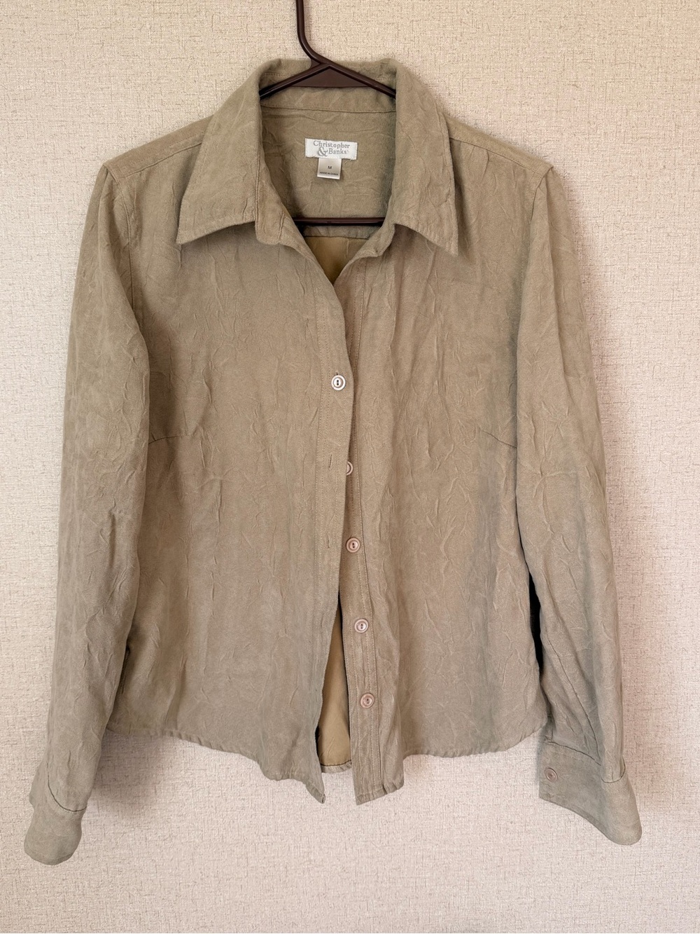 Christopher & Banks Olive Green Button-Front Shirt